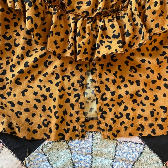 🎈SOLD🎈VINTAGE Milanzo 80s Leopard Print Ruffled Bottom Midi Dress 5/6 Puff - Picture 7 of 16